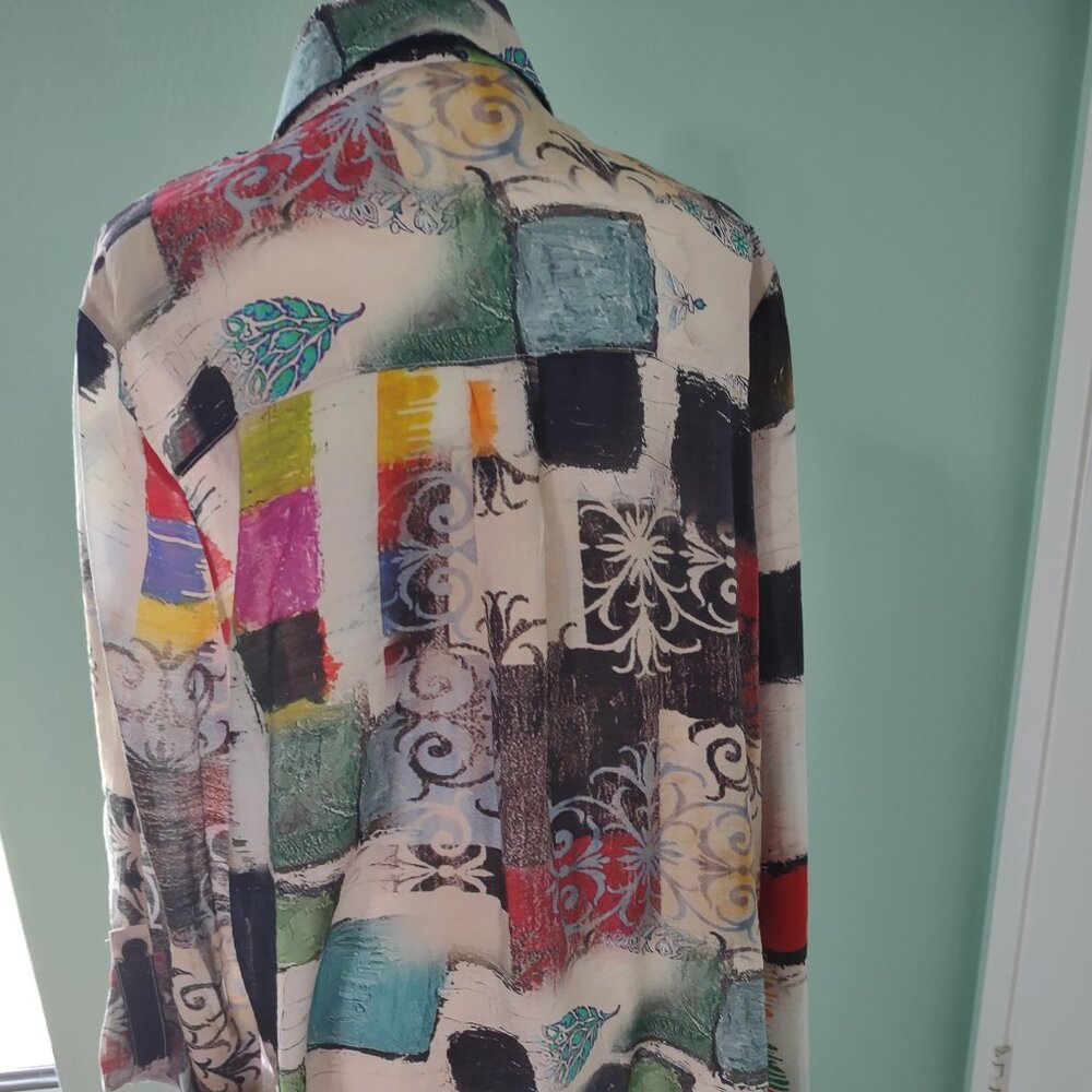 Shana Colorful Button Down Tunic Size Large - image 3
